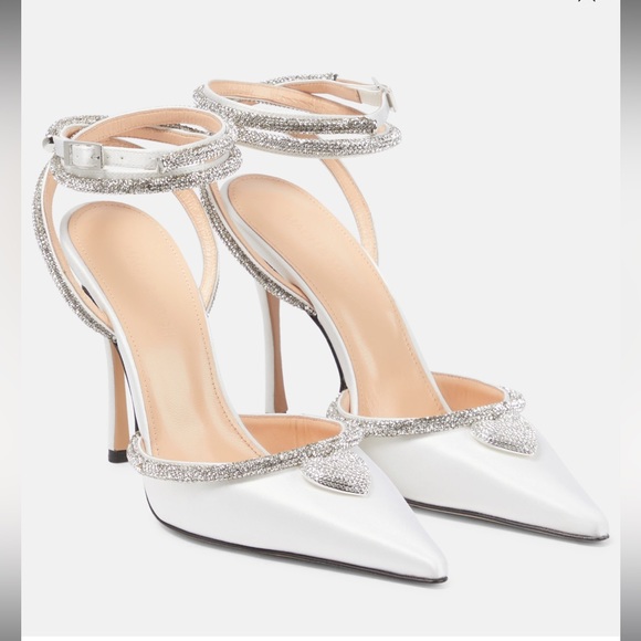 Mach & Mach Heart Embellished Satin Pumps - Picture 1 of 10